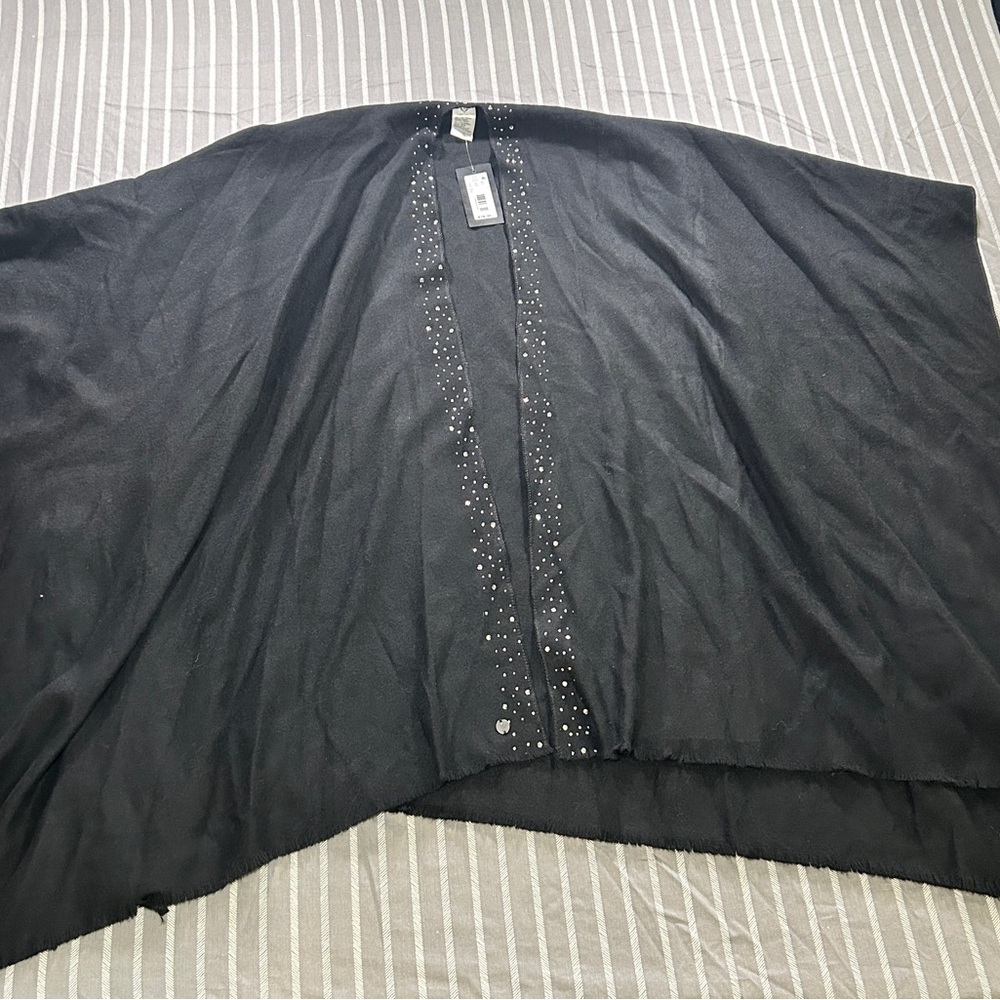 NWT Fraas Scarf Company Black Rhinestone Ruana